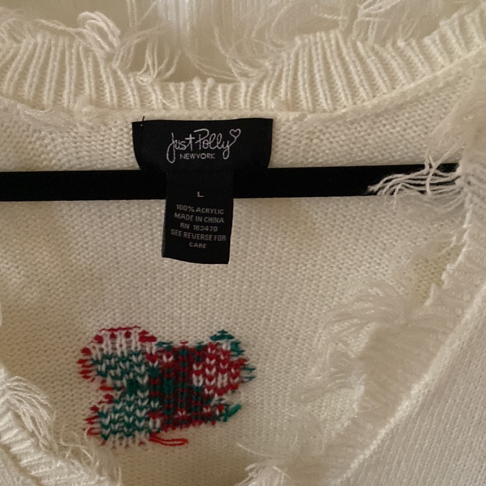 NWOT oversized distressed cherry knit top - Picture 2 of 3